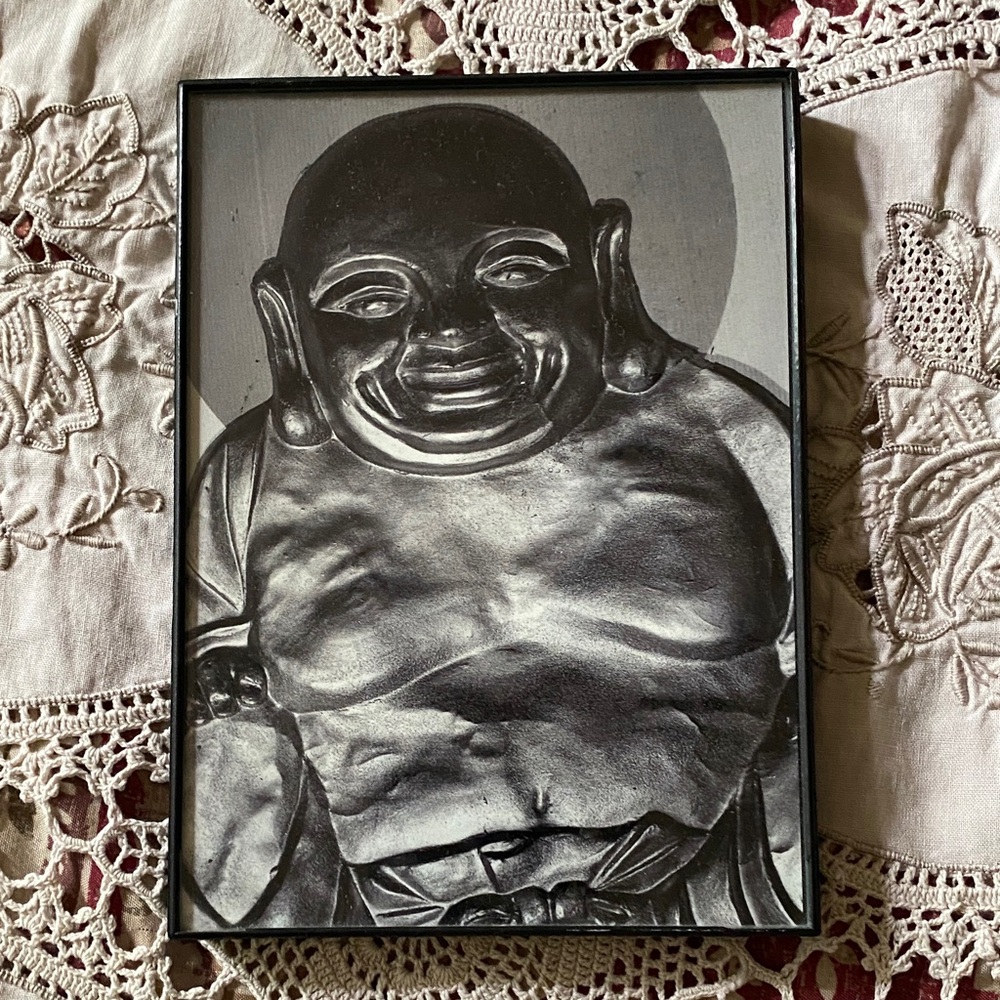 Framed Black and Gray Original  Buddha Art Photograph